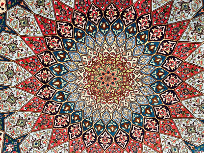 6'8"x10'7" Fine Hand-Knotted Wool & Silk Blend Tabrize Carpet - Area Rug