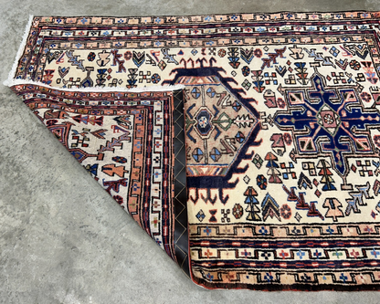 3'8"x5'2" Hand-Knotted 100% Wool Pile Karaja Area Rug - Carpet