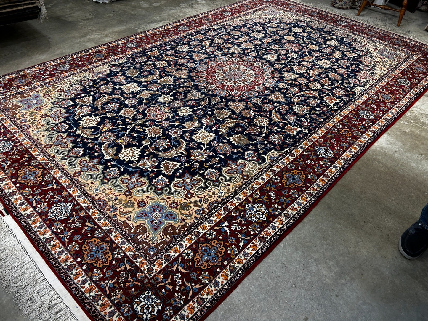 7'9"x12'8" Extra Fine Hand-Knotted Wool & Silk Isfahane Seirafian Rug
