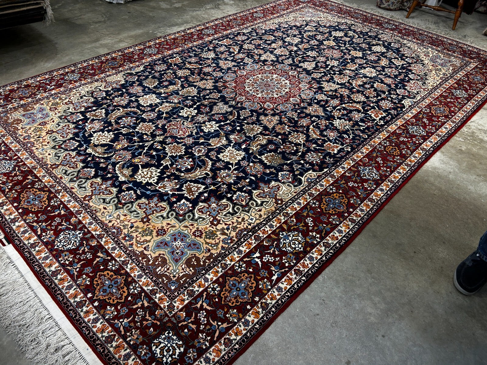 7'9"x12'8" Extra Fine Hand-Knotted Wool & Silk Isfahane Seirafian Rug