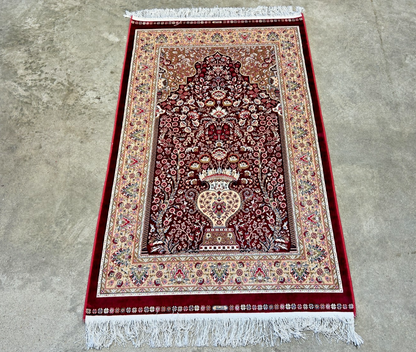 2'8"x4'1" Hand-Knotted 100% Silk Persiane Style Prayer Rug
