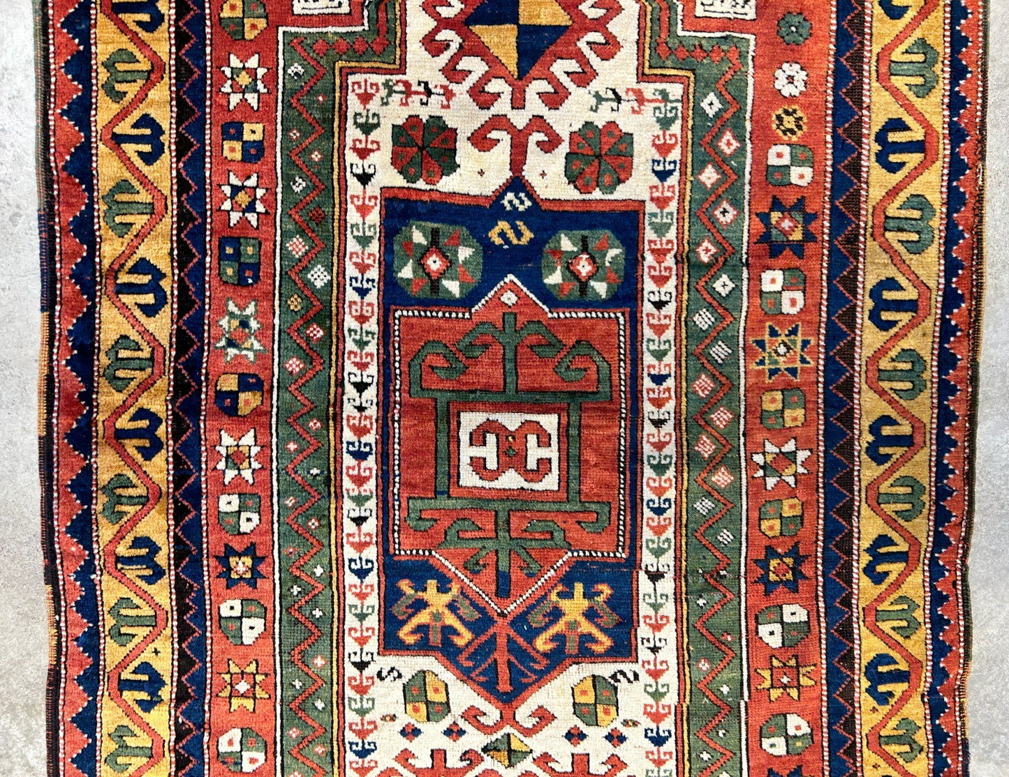 Collector Item -  3'4"x5'6" Antique Hand-Knotted 100% Wool Pile Kazak Rug