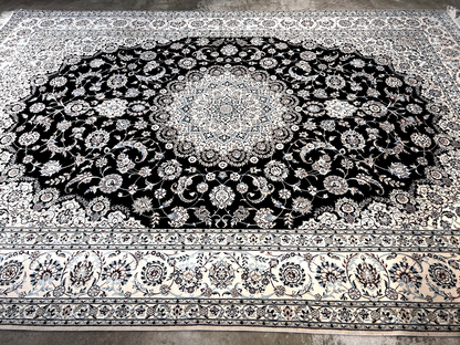  8'3"x11'10'' Very Fine Silk & Wool Habibian Naine Area Rug - Area Carpet