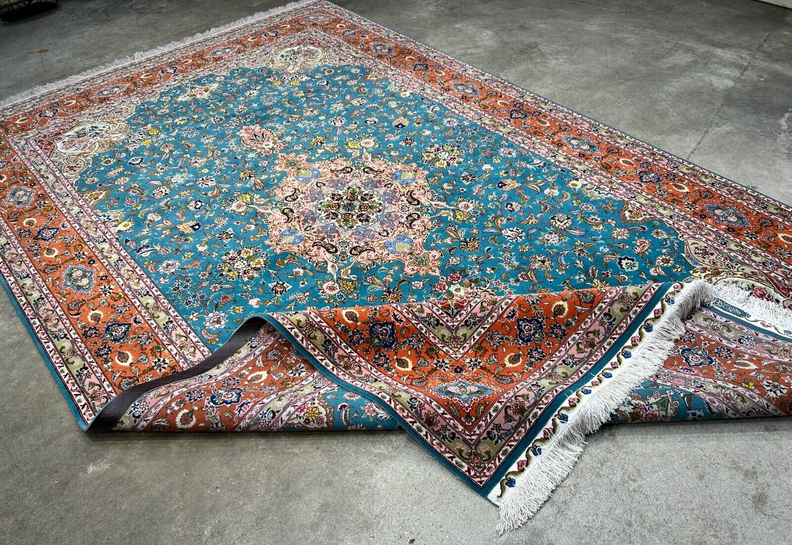 5'9"x9'5" Extra-Fine Hand-Knotted Wool & Silk Blend Tabrize Carpet - Area Rug