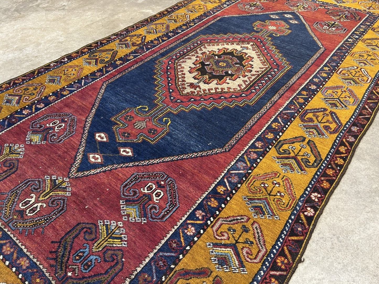 4'2"x8'1" Antique Hand-Knotted 100% Wool Pile Kazak Caucasian Area Rug - Carpet