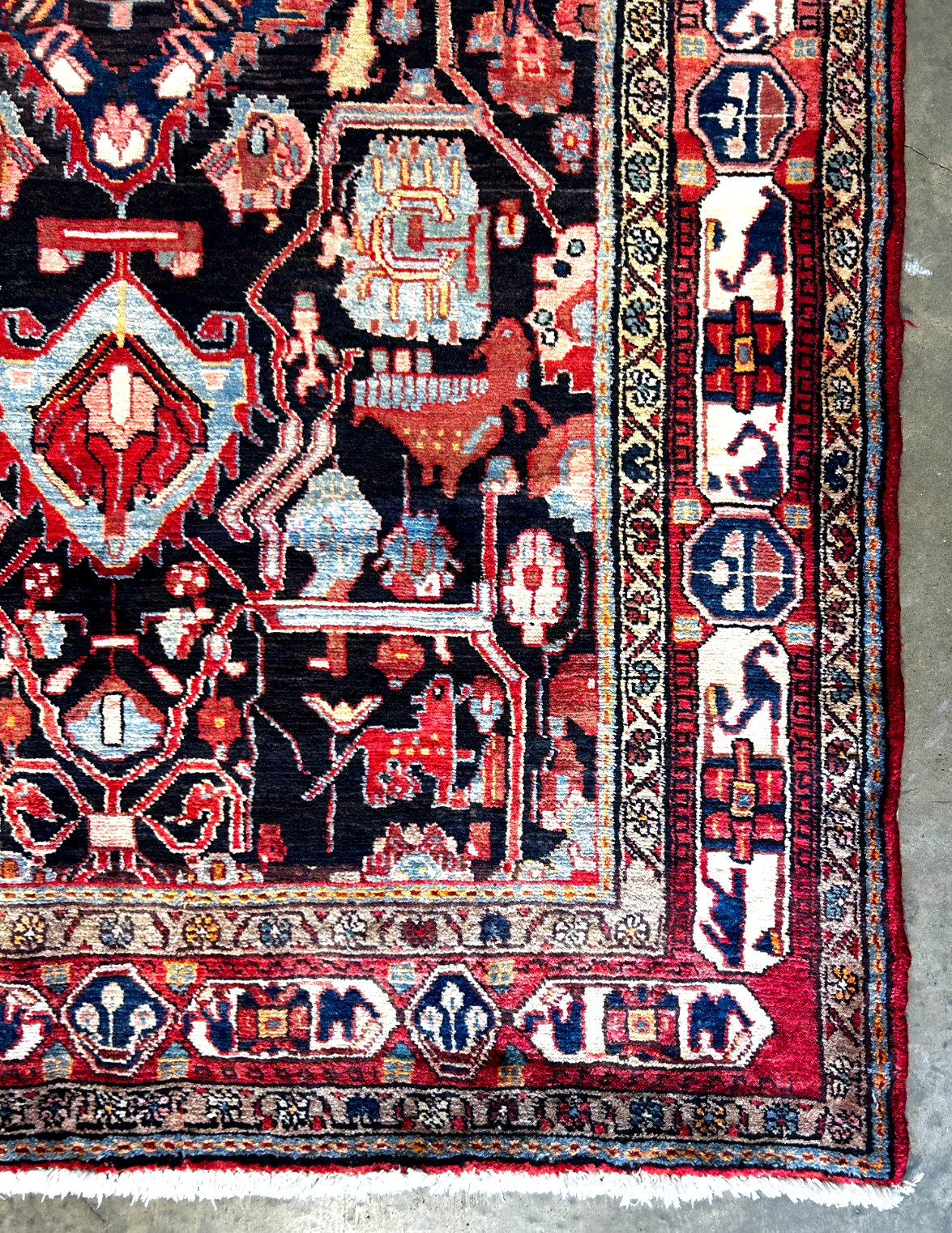 5'2" x 9'2" Hand-Knotted 100% Wool Pile Hamadane Area Rug - Carpet