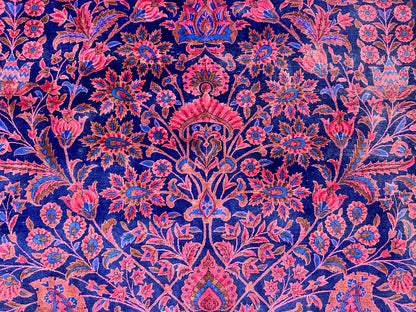 Collector Antique 8'6"x12' Extra Fine Hand-Knotted Wool Kashane Rug