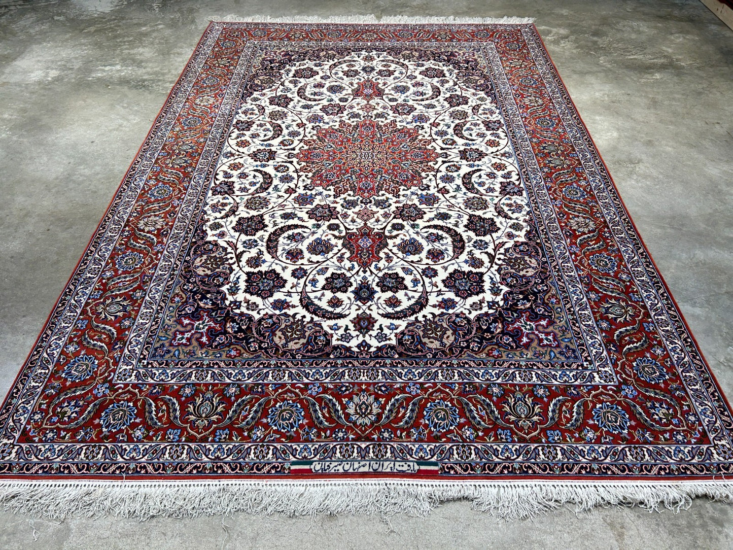 6'9"x9'10" Extra Fine Hand-Knotted Wool & Silk Isfahane Seirafian Rug