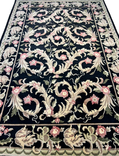 6'x9'2" Hand-Knotted 100% Wool Pile Indo-Tabati Carpet - Area Rug