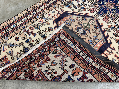 3'8"x5'2" Hand-Knotted 100% Wool Pile Karaja Area Rug - Carpet