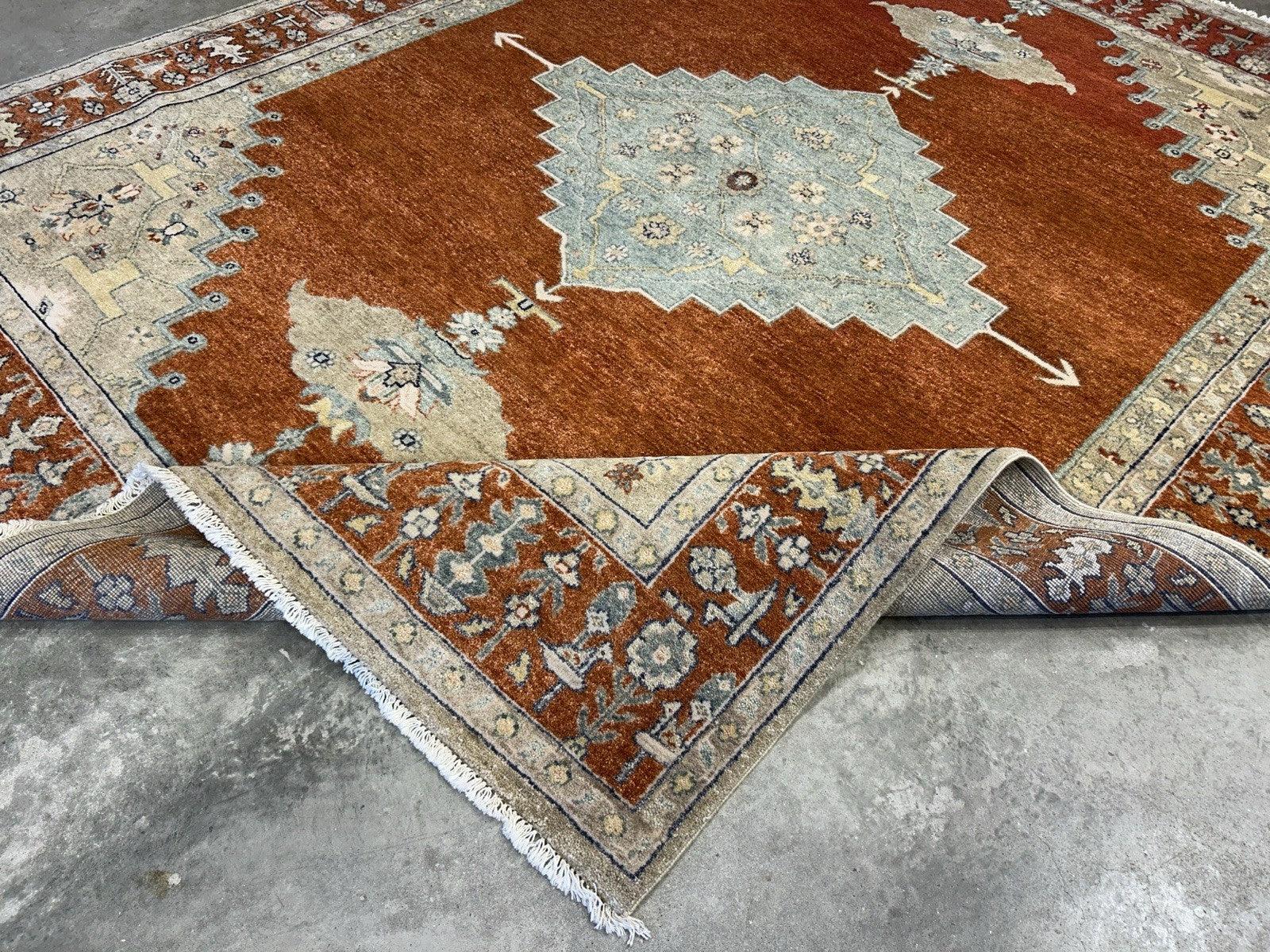 7’10”x9’11” Hand-Knotted 100% Wool Pile Indoserapi Area Rug - Carpet