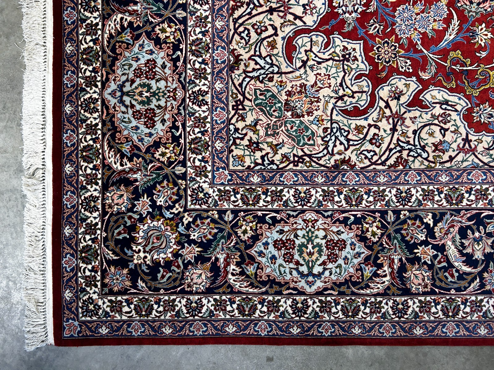 8'1"x11'9" Very Fine Hand-Knotted Wool & Silk Isfahane Area Rug - Signed