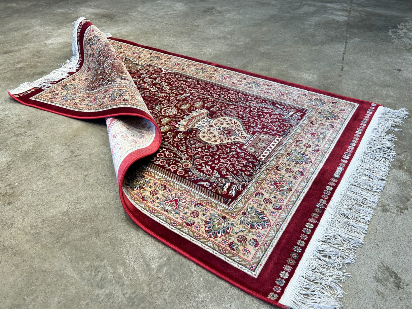 2'8"x4'1" Hand-Knotted 100% Silk Persiane Style Prayer Rug