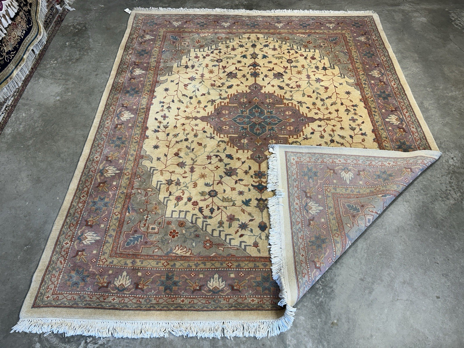 7’10”x9’6” Hand-Knotted 100% Wool Pile Oriental Area Rug - Carpet