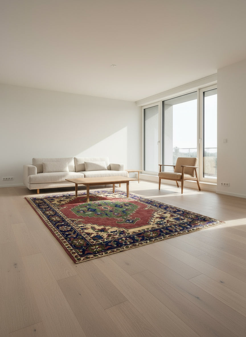 6'6"x 8'3" Hand-Knotted 100% Lamb Wool Carpet - Afghan Area Rug