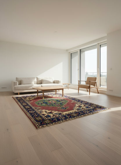 6'6"x 8'3" Hand-Knotted 100% Lamb Wool Carpet - Afghan Area Rug