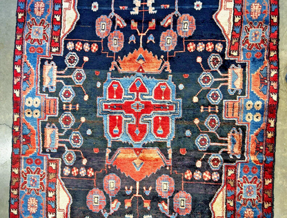 4'0" x 7'8" Hand-Knotted 100% Wool Pile Nahavande Area Rug