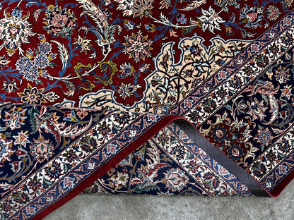 8'1"x11'9" Extra Fine Hand-Knotted Wool & Silk Isfahane Rug