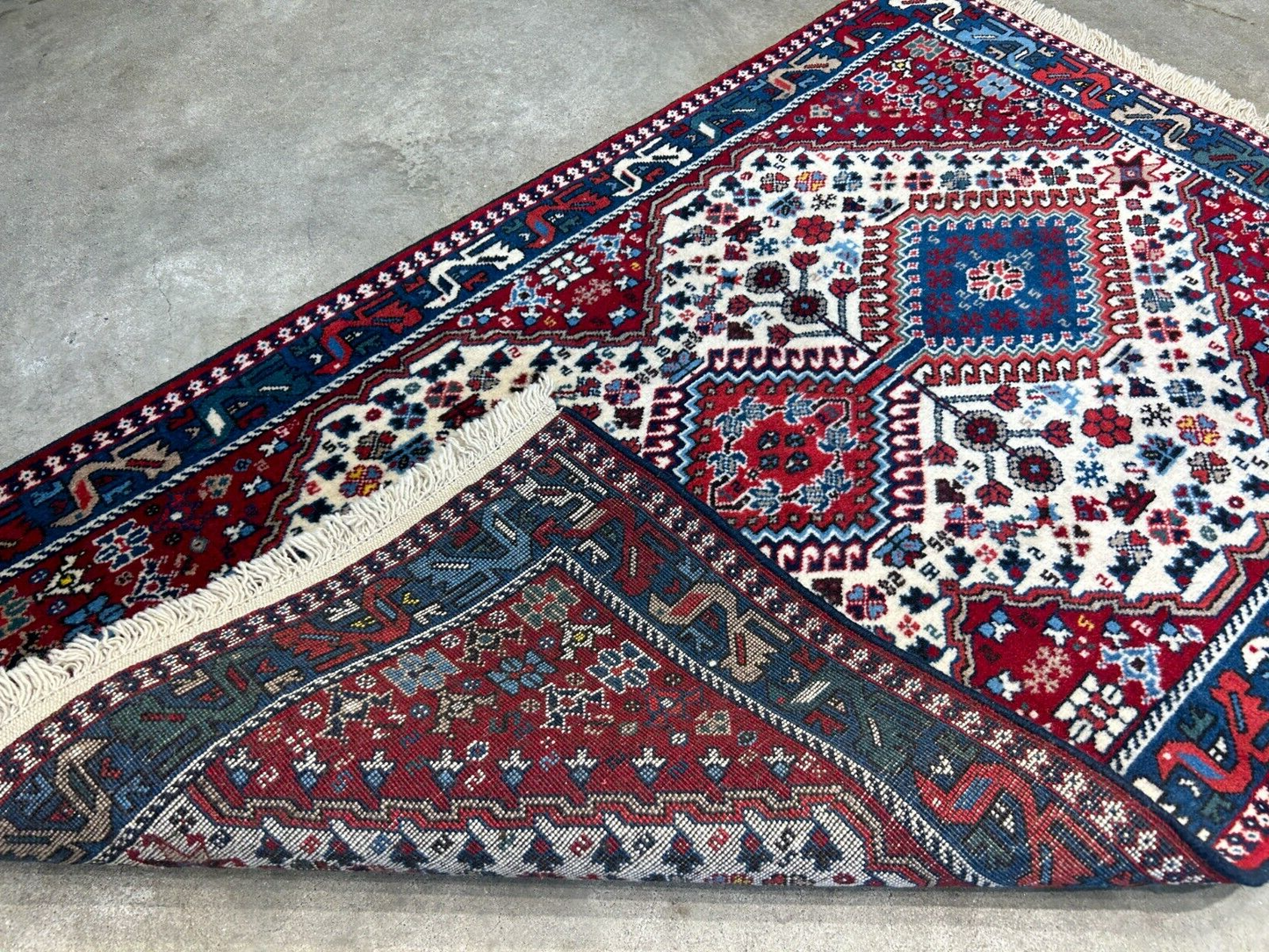 2'8"x4'3" Hand-Knotted 100% Wool Pile Yalamehe Carpet - Area Rug
