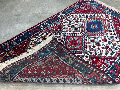 2'8"x4'3" Hand-Knotted 100% Wool Pile Yalamehe Carpet - Area Rug