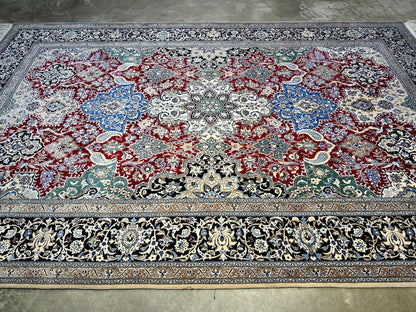 6'8"x10' Very Fine Hand-Knotted Wool & Silk Naine Rug - Area Carpet