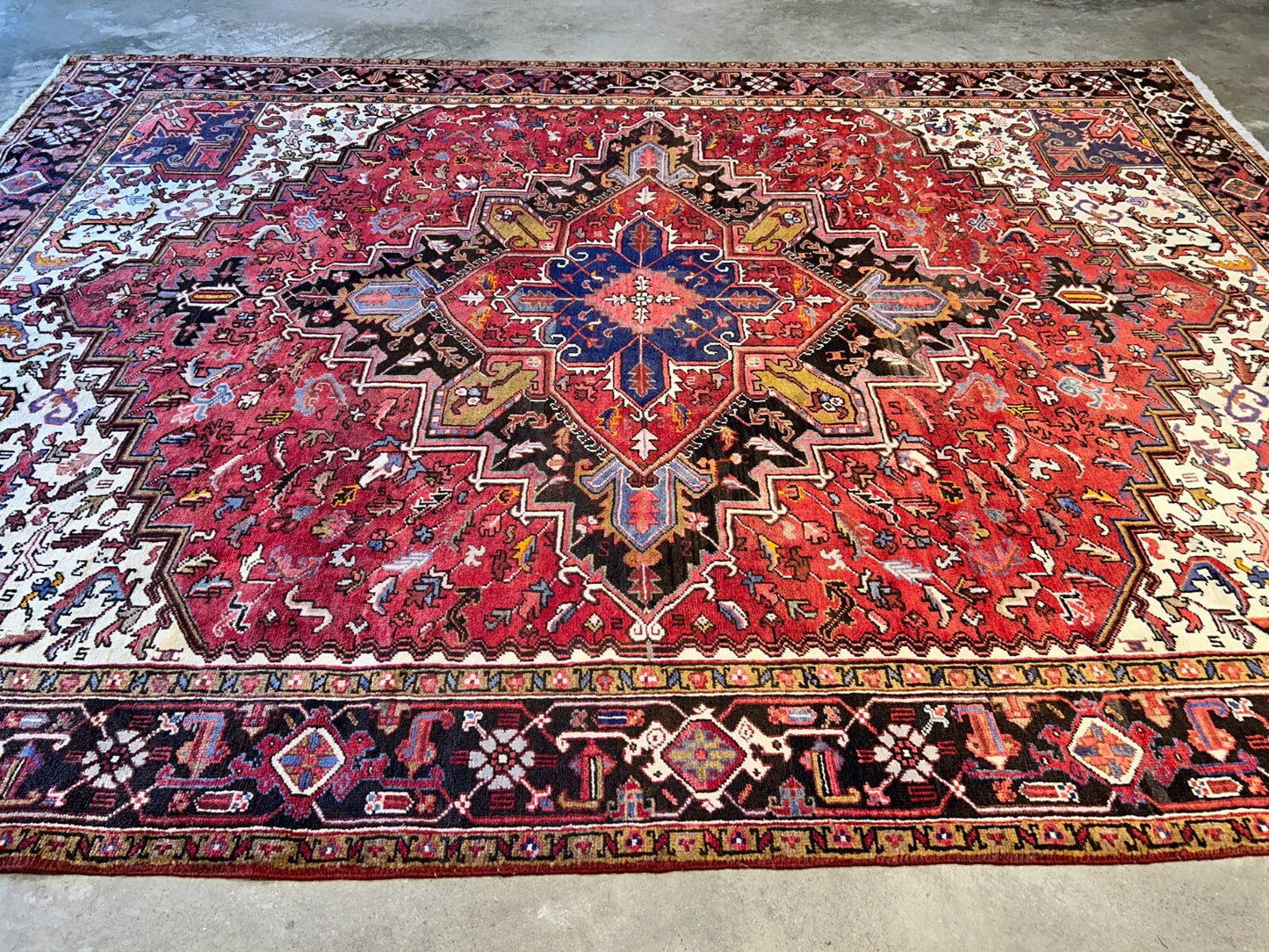 8'3"x11'5" Hand-Knotted 100% Wool Pile Herize Rug