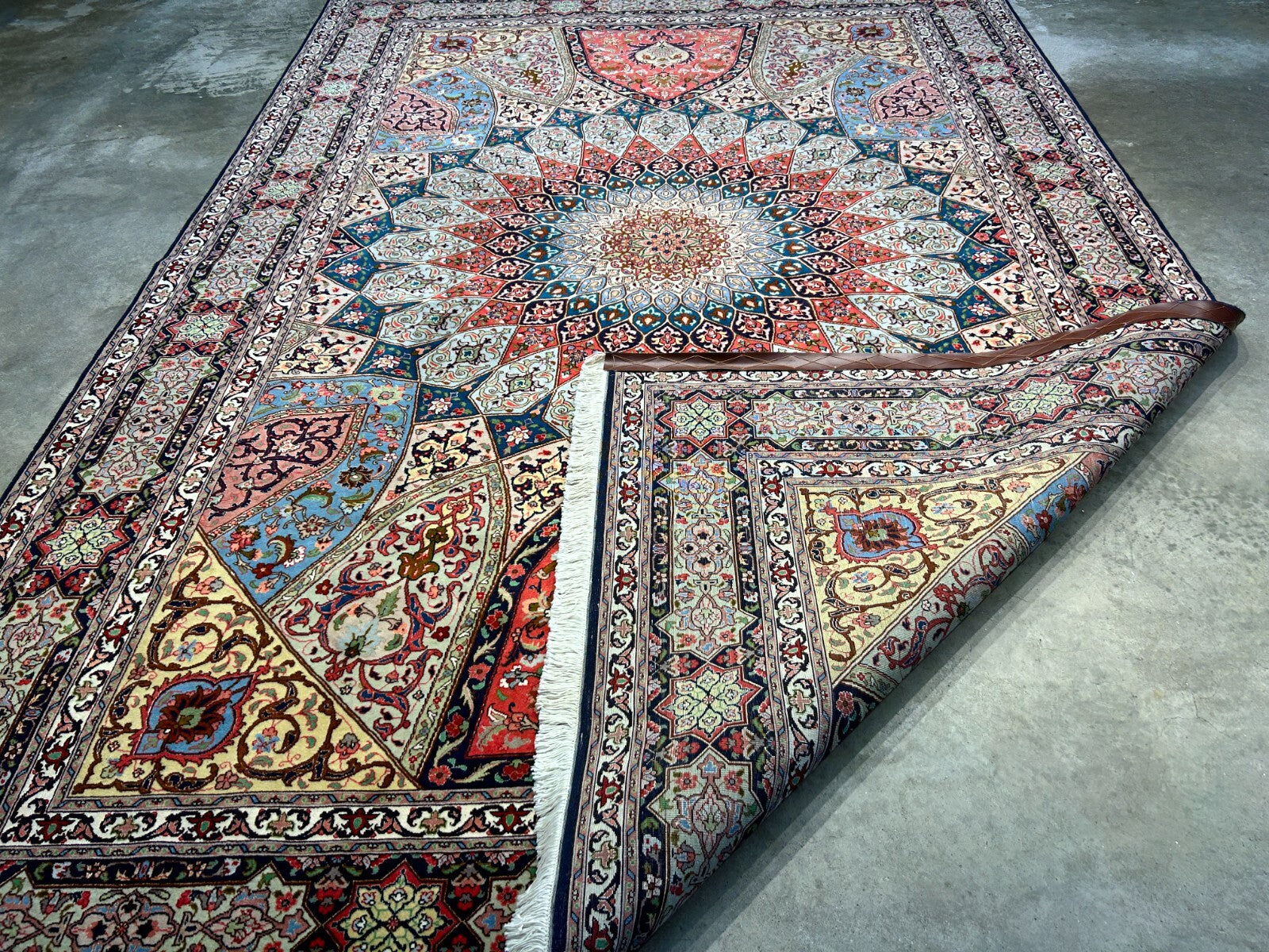 6'8"x10'7" Fine Hand-Knotted Wool & Silk Blend Tabrize Carpet - Area Rug