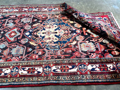 5'2" x 9'2" Hand-Knotted 100% Wool Pile Hamadane Area Rug - Carpet