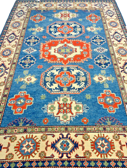 6'x8'8" Hand-Knotted 100% Wool Carpet - Fine Kazak Area Rug