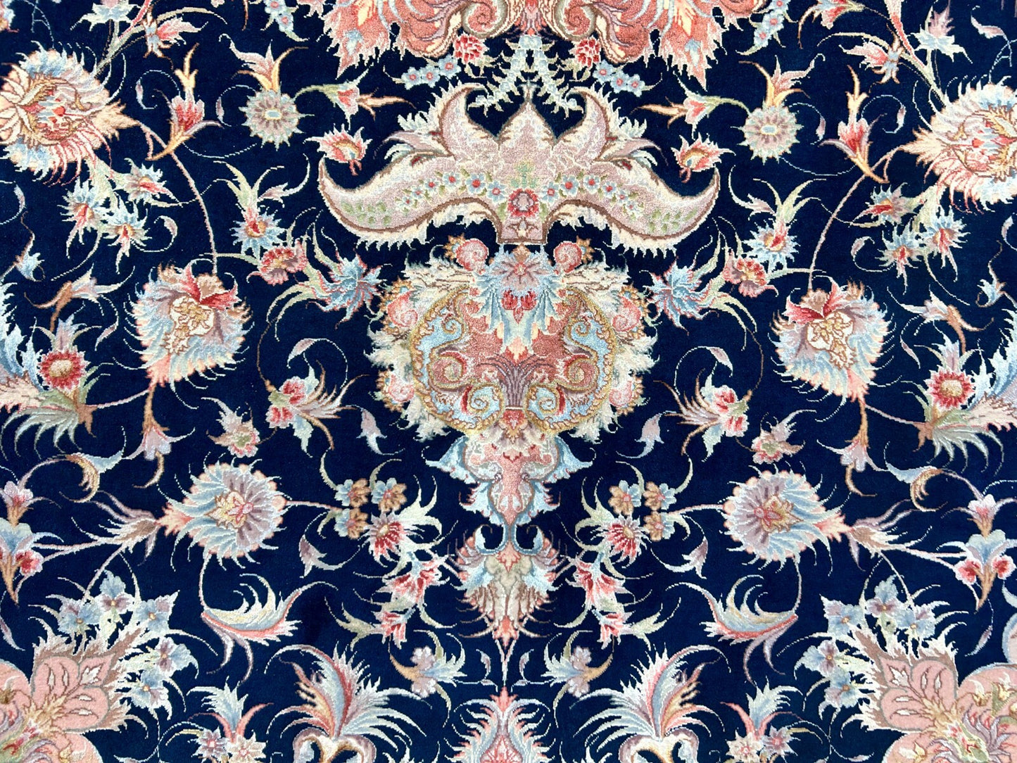 6'7"x10'2" Fine Hand-Knotted Wool & Silk Blend Tabrize Carpet - Area Rug