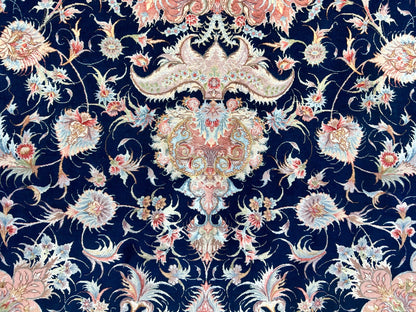 6'7"x10'2" Fine Hand-Knotted Wool & Silk Blend Tabrize Carpet - Area Rug