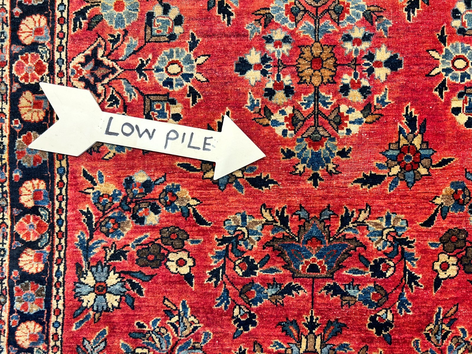 3'4"x4'10" Antique Hand-Knotted 100% Wool Pile Sarouke Mohajeran Rug