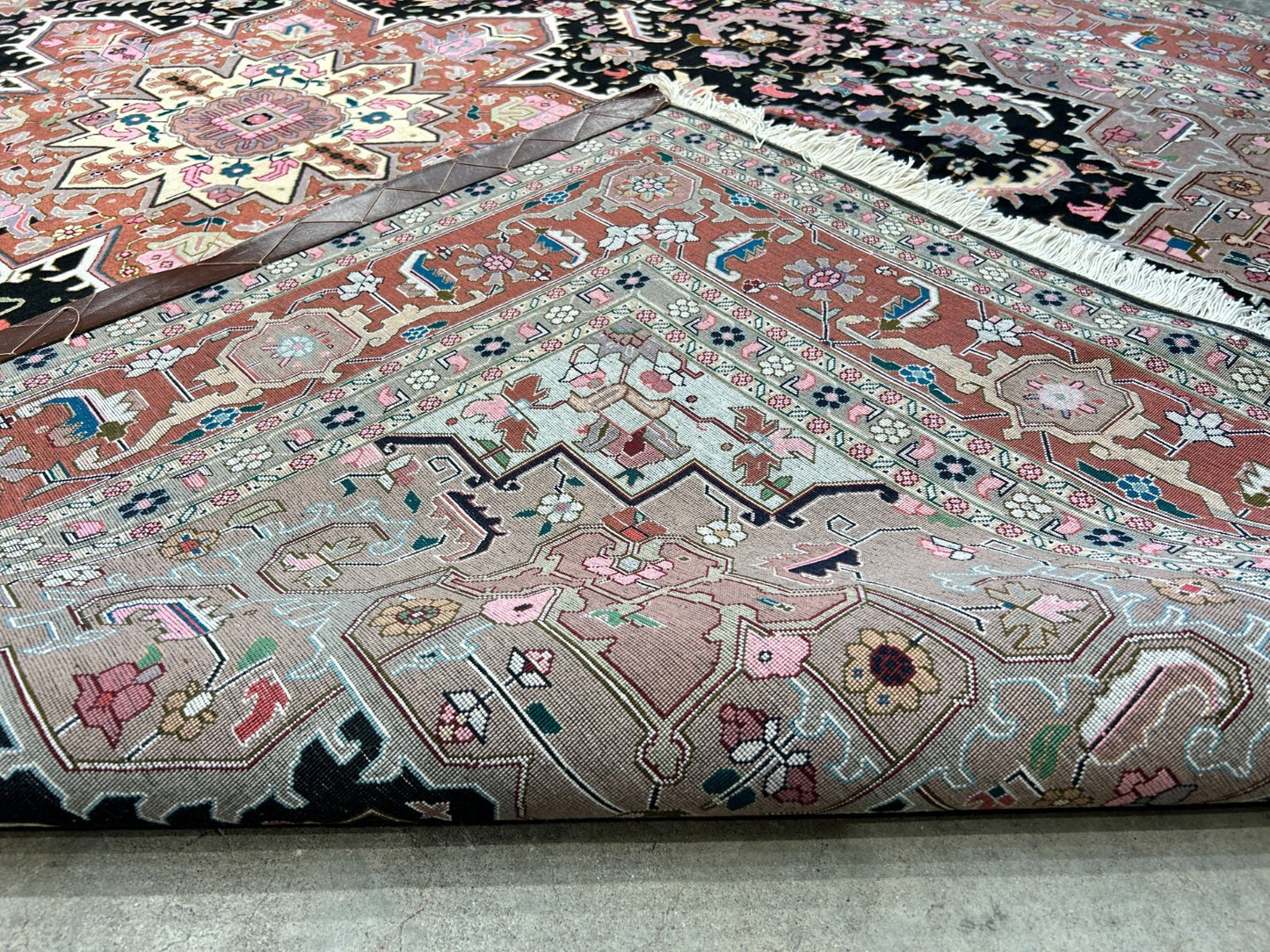 6'6"x9'6" Fine Hand-Knotted Wool & Silk Blend Tabrize Herize Carpet - Area Rug