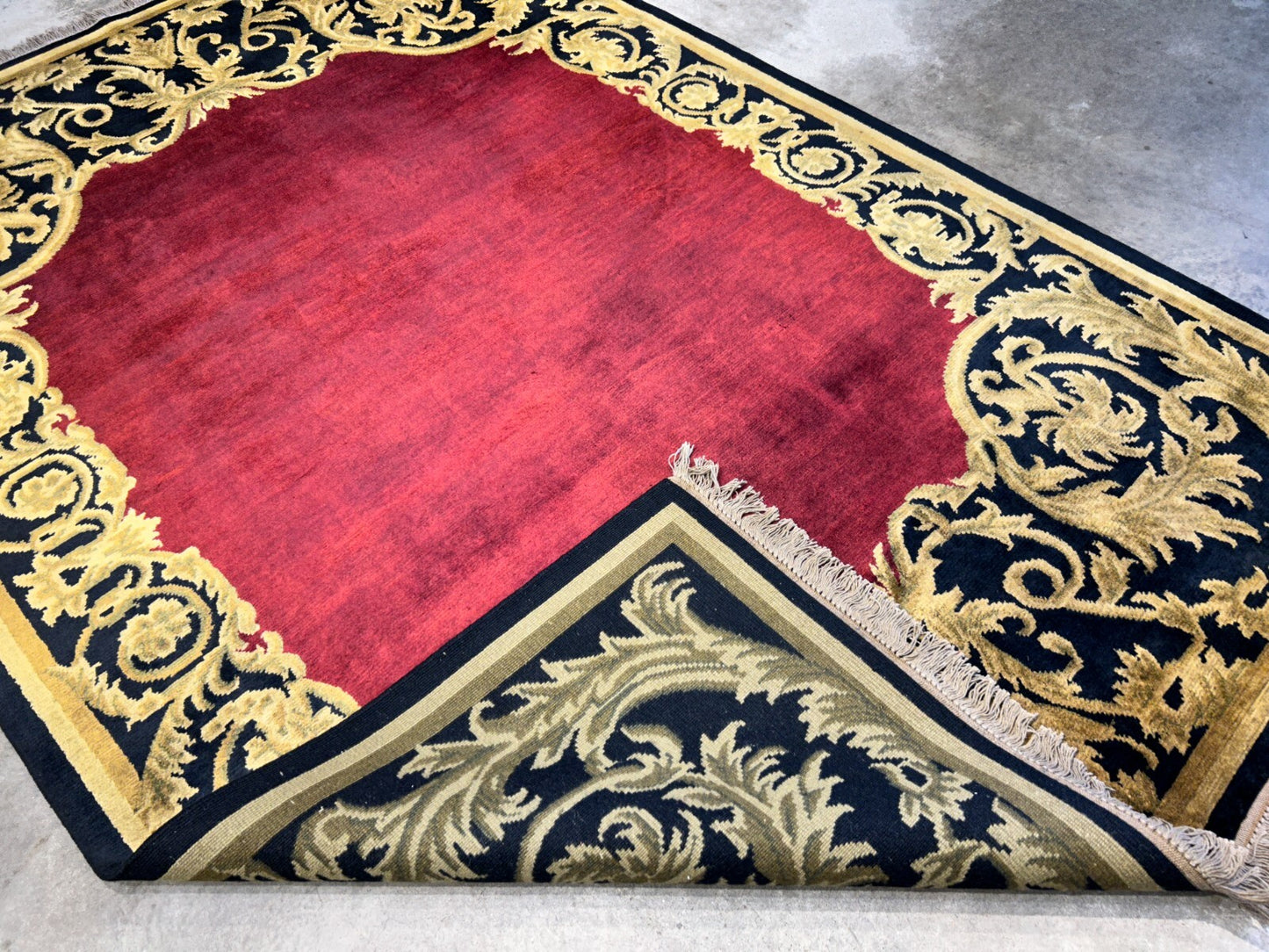 5'11"x8'8'' Hand-Knotted 100% Lamb Wool Pile Tibetan Area Rug - Area Carpet