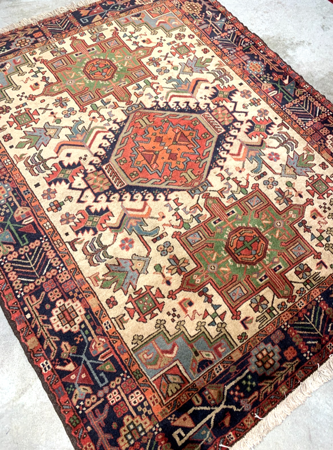 5'0"x6'1" Hand-Knotted 100% Wool Pile Karaja Area Rug - Carpet