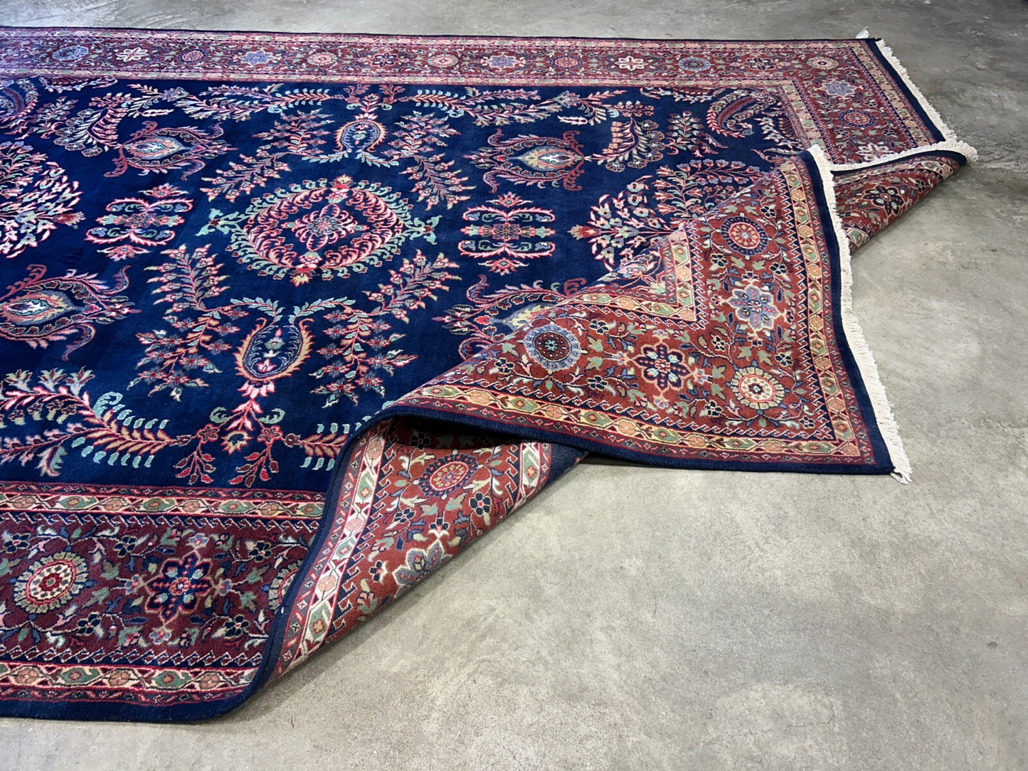 8'9"x12'1" Hand-Knotted 100% Wool Pile IndoSarouke Rug