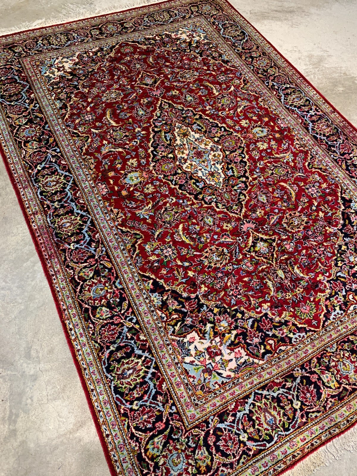 4'4"x6'6" Collector Antique Hand-Knotted 100% Silk Kashane Rug