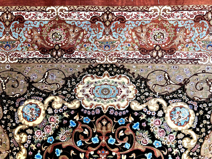 6'6"x9'6" Exquisite Extra-Fine Hand-Knotted 100% Silk Qume Carpet - Area Rug