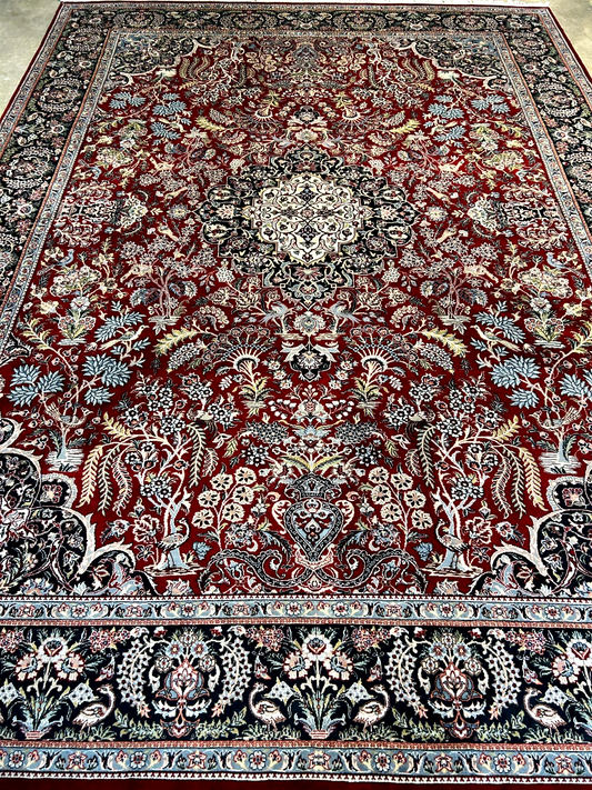 9'1"x12'4" Hand-Knotted 100% Wool Pile Oriental Rug