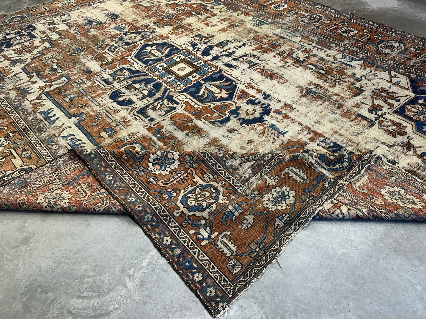 Collector Item- 10’5”x12’8” Old Antique Hand-Knotted Wool Pile Serapie Area Rug