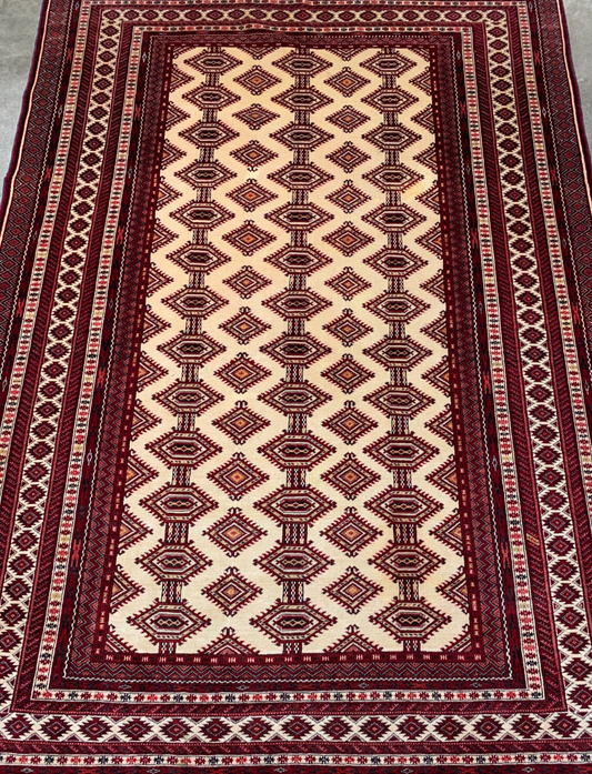 4'5" x 6'0" Hand-Knotted 100% Wool Pile Turkomane Area Rug - Handmade Carpet