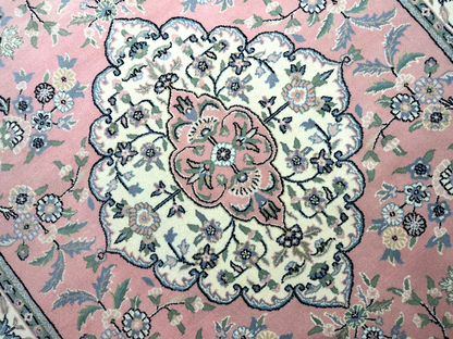 6'2"x8'10" Hand-Knotted 100% Wool Pile Tabrize Design Carpet - Area Rug