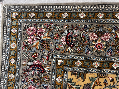 7'x11'6" Very Fine Hand-Knotted Wool & Silk Qume Rug