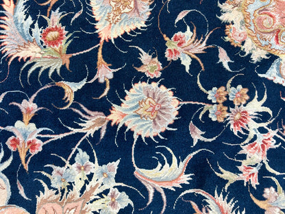 6'7"x10'2" Fine Hand-Knotted Wool & Silk Blend Tabrize Carpet - Area Rug