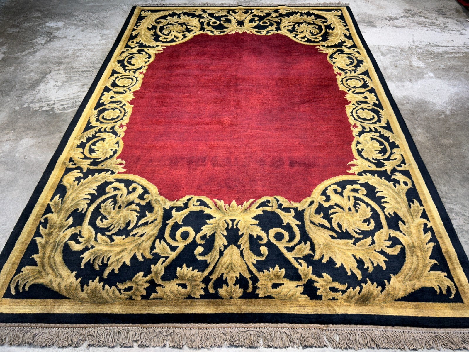 5'11"x8'8'' Hand-Knotted 100% Lamb Wool Pile Tibetan Area Rug - Area Carpet