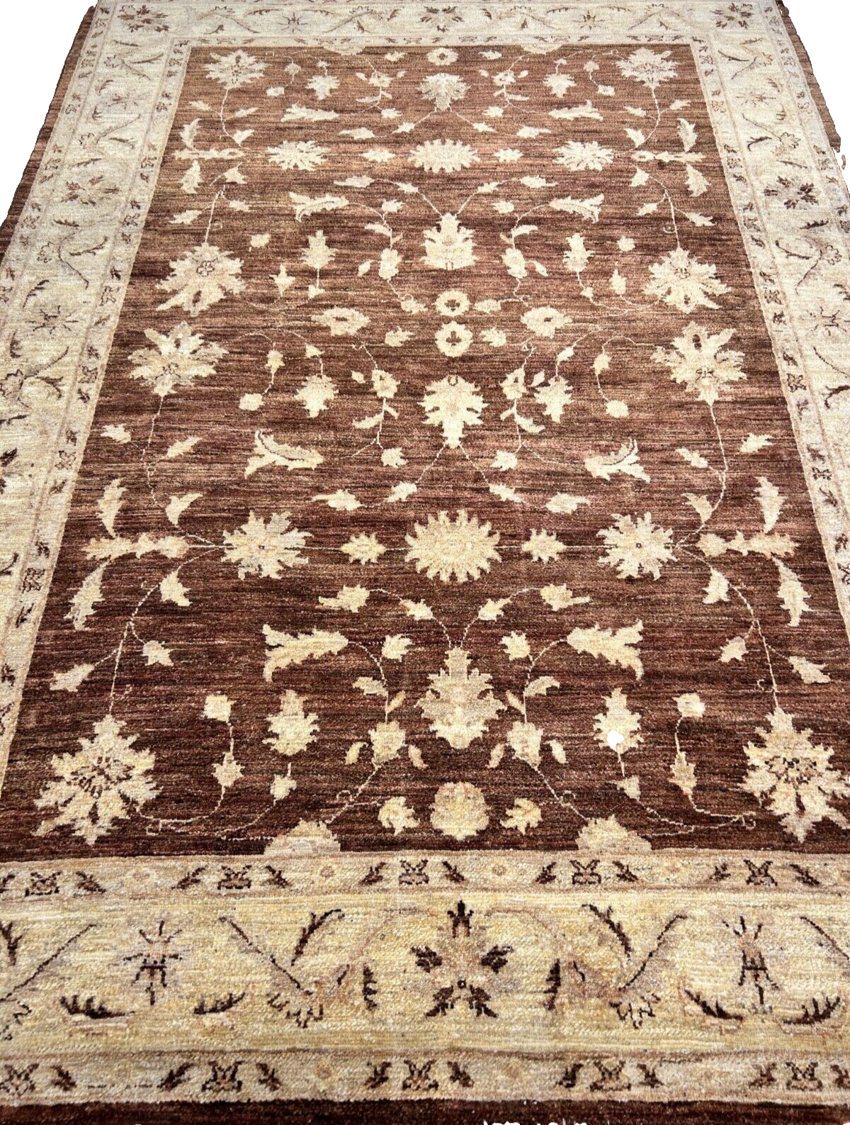 6'7"x9'5" Hand-Knotted 100% Wool Pile Pishawar Oushak Carpet - Area Rug