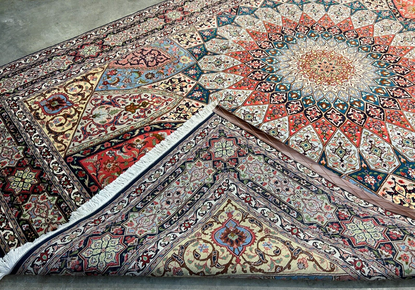 6'8"x10'7" Fine Hand-Knotted Wool & Silk Blend Tabrize Carpet - Area Rug