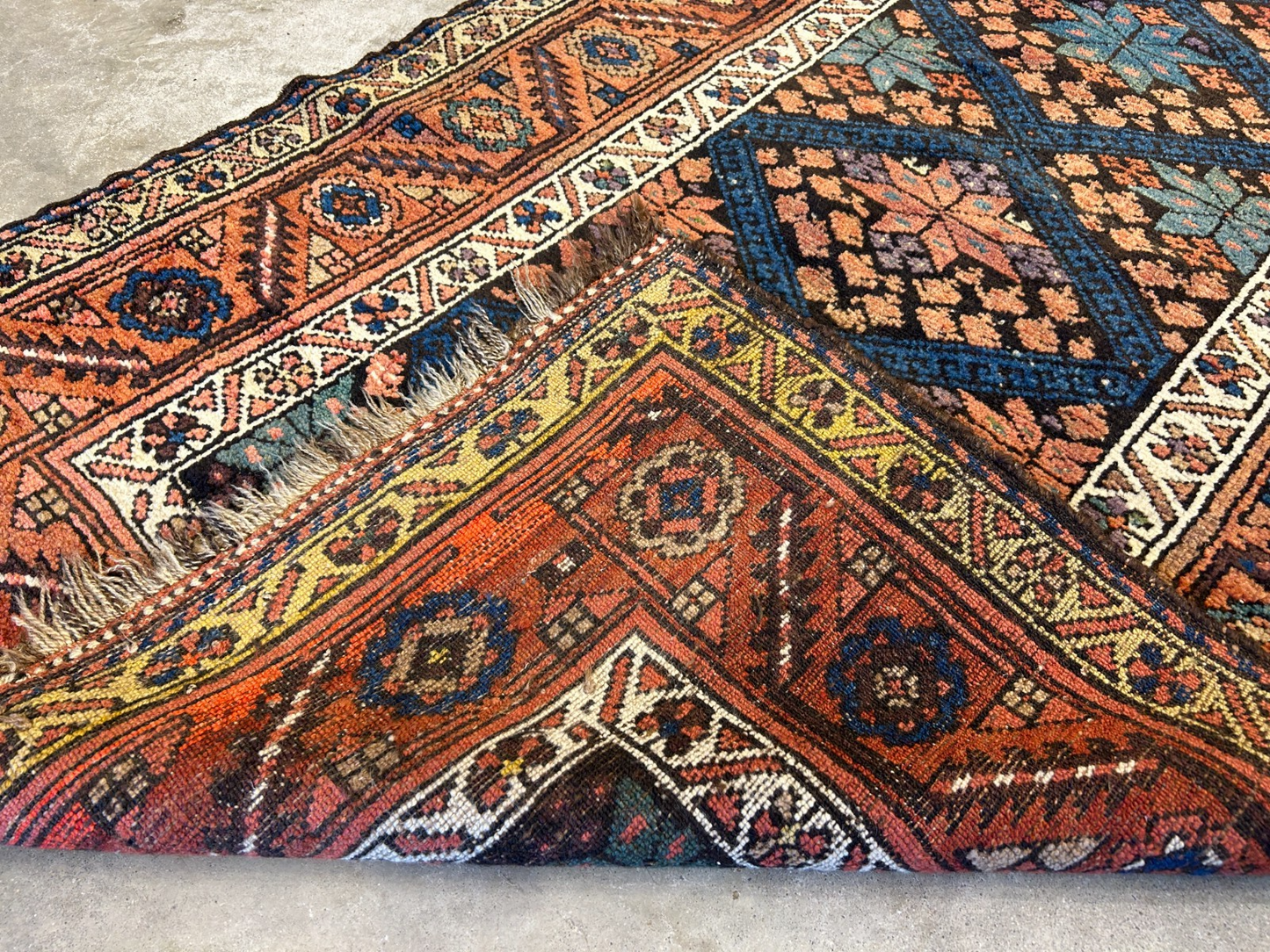 3'4"x6'6" Antique Hand-Knotted 100% Wool Pile Kordish Area Rug - Carpet