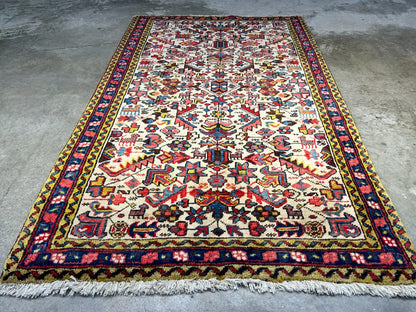 3'2"x5' Antique Hand-Knotted 100% Wool Pile Herize Bakhshayesh Rug