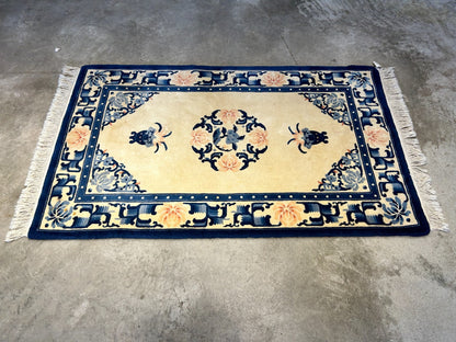 3'x5' Hand-Knotted 100% Wool Pile Art Deco Rug